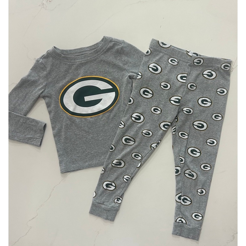 Kids Green Bay Packers Football Long Sleeve NFL Pajamas 4T